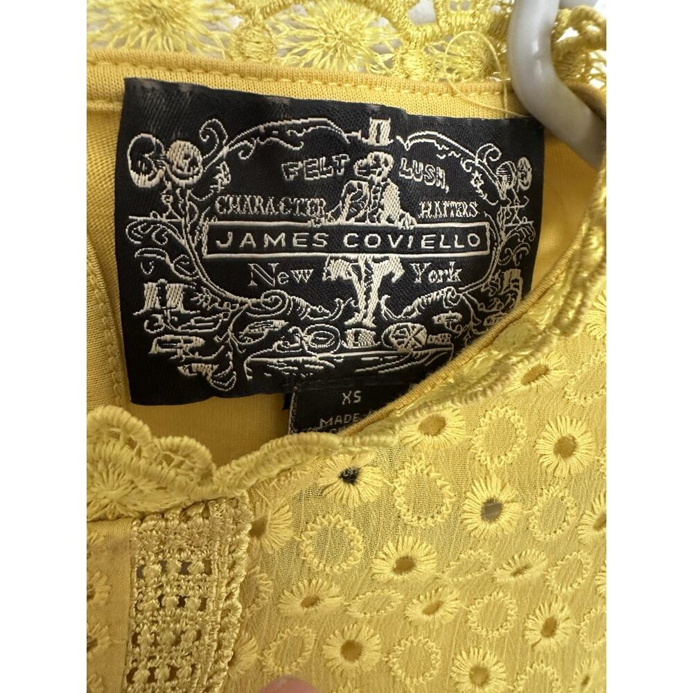 James Coviello Anthropologie Burnham Boho Lace Long Sleeve Top-Gold Yellow-Sz XS - Picture 8 of 10